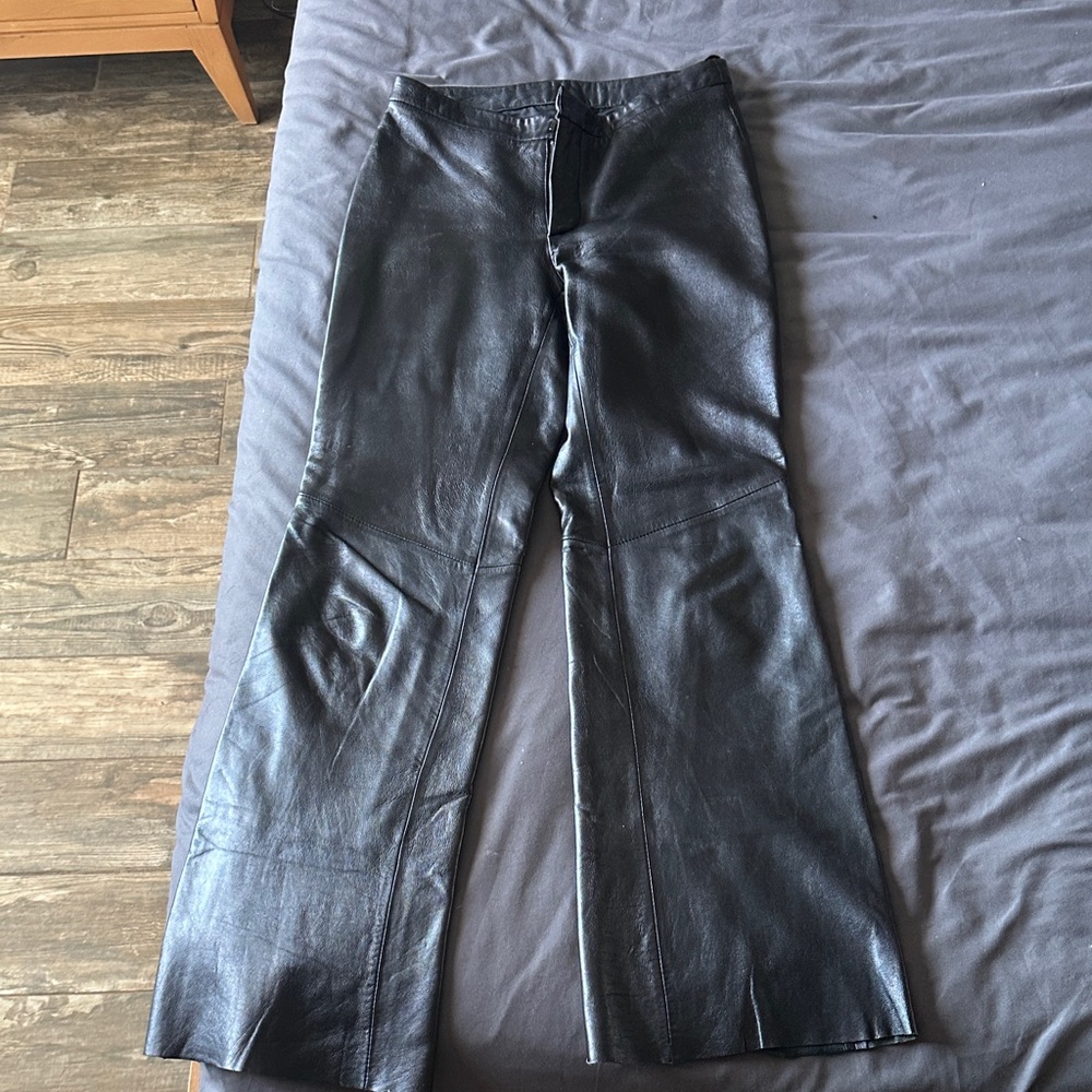 Kenneth Cole Reaction Black Leather Flare Pants - Size 2